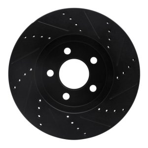 Ford Crown Victoria Brake Rotor (1) - Front Left - R1 Concepts - Drilled & Slotted - Black - `03-`11